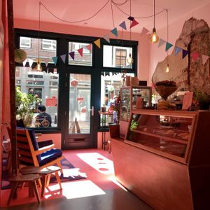 Cozy interior. 😊 Lots of vegan sweet desserts and focaccia. at Life's a Peach in Utrecht