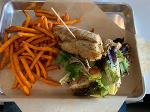 The Bahn Mi sandwich... it is GOOD, but I wouldn’t call it a Bahn Mi. at The Modern Vegan in San Diego