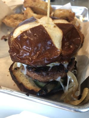 Cowboy burger  at The Modern Vegan in San Diego