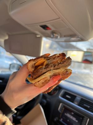 Vegan sausage, egg & cheese with hash browns on a croissant  #Veganuary at Peaceful Provisions in Beacon