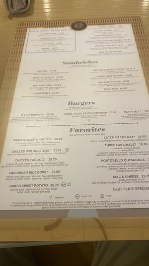 Menu  at B-Line Diner in Orlando