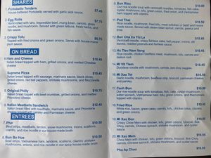 Menu2 at Saigon Vegan in Garden Grove