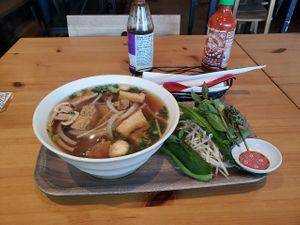 Pho noodle soup at Saigon Vegan in Garden Grove