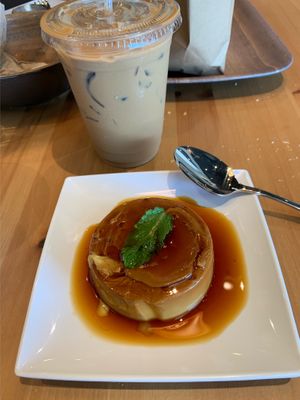 Flan and Vietnamese coffee  at Saigon Vegan in Garden Grove