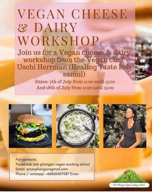 Vegan cheese workshop on the 7th of July and 18th of July 2019 at Koh Phangan Vegan Cooking School in Koh Phangan