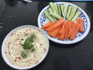 Making hummus, vegan cooking workshop August 2019 at Koh Phangan Vegan Cooking School in Koh Phangan