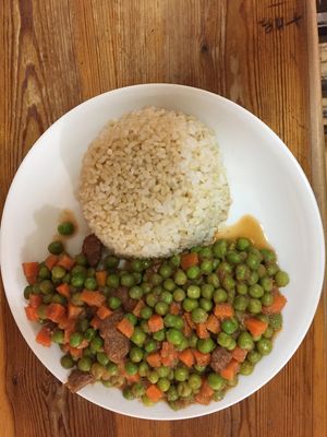 Bazella and brown rice at Beirut Bio Centre in Beirut