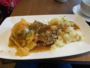 Vegan haggis with turnip and potato: quite good at The Clachaig Inn in Ballachulish
