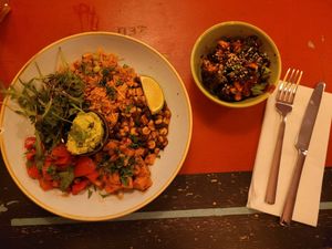 Vegan Mexican Superbowl and Vegan Bang Bang Fried Cauliflower at Lounges - Clio Lounge in Bangor