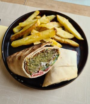 Falafel wrap with fries at Beirut in Valencia