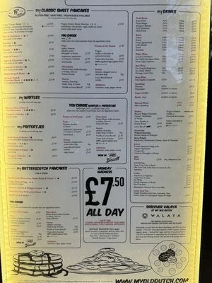 full menu  at My Old Dutch in London