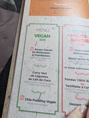 Vegan set menu at La Cabane  in Annecy