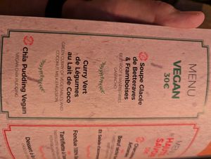 Vegan set menu at La Cabane  in Annecy