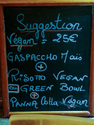 vegan menu at La Cabane  in Annecy