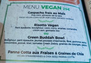 vegan menu at La Cabane  in Annecy