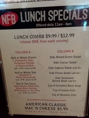 Lunch Specials (in addition to menu) at Naples Flatbread in Naples