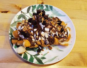 Crunchy Max bubble waffle with vegan ice cream. at The Cream in Barcelona