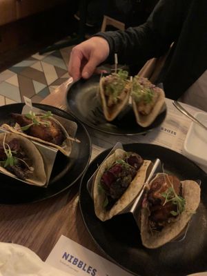 plantain, mushroom and vegan chicken tacos  at Wahaca in Cardiff