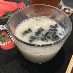 Soy milk soup at Klasina in Tokyo