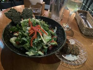 Greek salad with no cheese and falafel on the side.  at Toasteria - Xinyi in Taipei