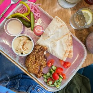 cauliflower shawarma with flatbread at Epicures in Glasgow