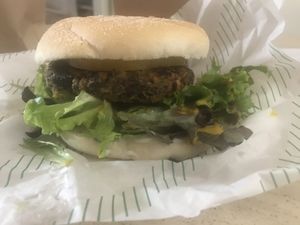 The Vegan Burger 💚 at Delphine's Diner in Aldeburgh