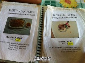 Part of the Menu at Namaskar Vegetarian Restaurant in Puerto Princesa