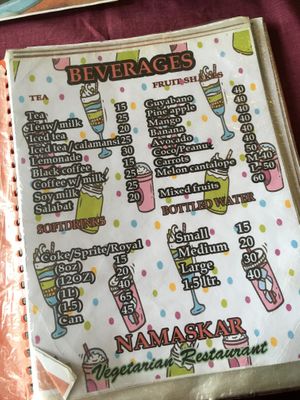 drinks at Namaskar Vegetarian Restaurant in Puerto Princesa