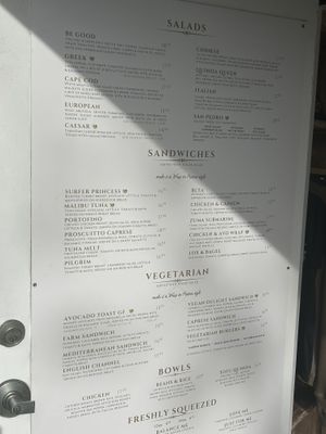 Menú  at John's Garden Cafe in Malibu