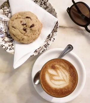 Cookie and coffee  at La Masala Cafe in Barcelona