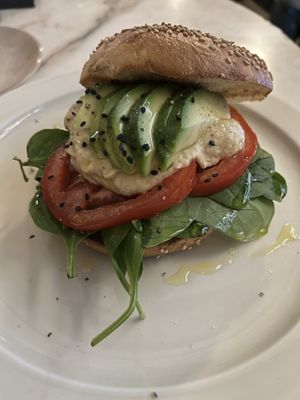 Bagel with hummus and avocado 🥑   at La Masala Cafe in Barcelona