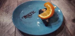 Orange brownie at Rustic - Vegan Cafe & Shop in Kolarovo