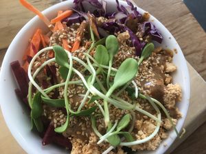 Daily insane grain bowl at Zoe's Bakery and Cafe in Ucluelet