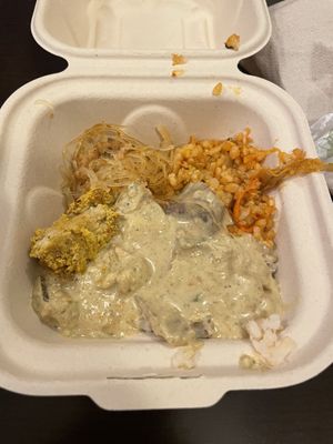 Vegetable korma, kimchi fried rice, pancit  at Down to Earth - Store and Deli in Honolulu