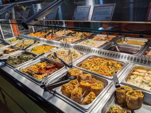 More hot bar - tofu scramble was excellent. Chow fun was meh. Curried fried rice was good. Spinach luau was good. at Down to Earth - Store and Deli in Honolulu