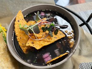 Black bean soup (vegan) at Sea Salt Healthy Kitchen in St Simons