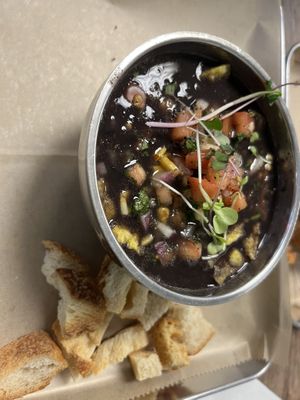 Black bean soup   at Sea Salt Healthy Kitchen in St Simons