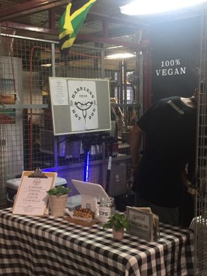 Booth at Harmless Hot Dog in Hollywood