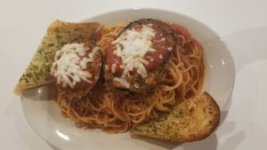 Momma Marie's eggplant Parmigiano at Plant Based Mafia in Palm Beach Gardens