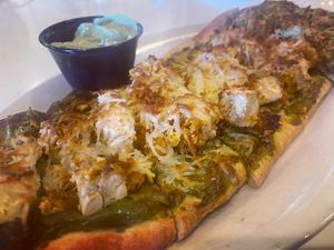 Chicken pesto flatbread  at Plant Based Mafia in Palm Beach Gardens