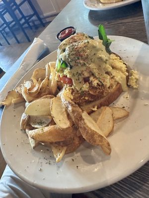 Fried Chicken Eggs Benedict   at Plant Based Mafia in Palm Beach Gardens