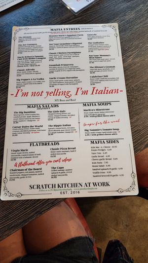 Menu at Plant Based Mafia in Palm Beach Gardens