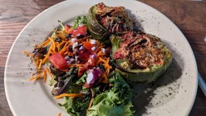 Filled peppers at Plant Based Mafia in Palm Beach Gardens