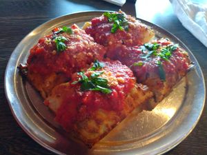 Classic Detroit style pizza (with onions added) at Plant Based Mafia in Palm Beach Gardens