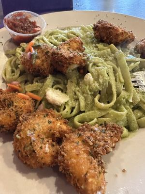 Vegan Shrimp Pesto Pasta   at Plant Based Mafia in Palm Beach Gardens