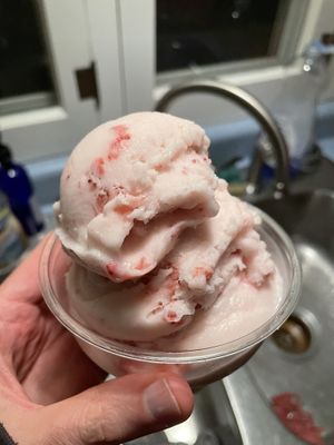 Vegan strawberry ice cream!  Delicious   at Seneca Farms in Penn Yan