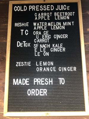 Menu  at Fountain of Juice in Mount Tamborine