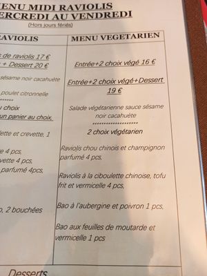 Vegetarian menu, ask the vegan version at Jasmin in Annecy