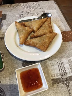Curry puffs at Karuna Vegie House  in Lyneham