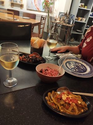 Cous cous with beetroot, green beans and fried aubergine at No 19 Dining in Istanbul